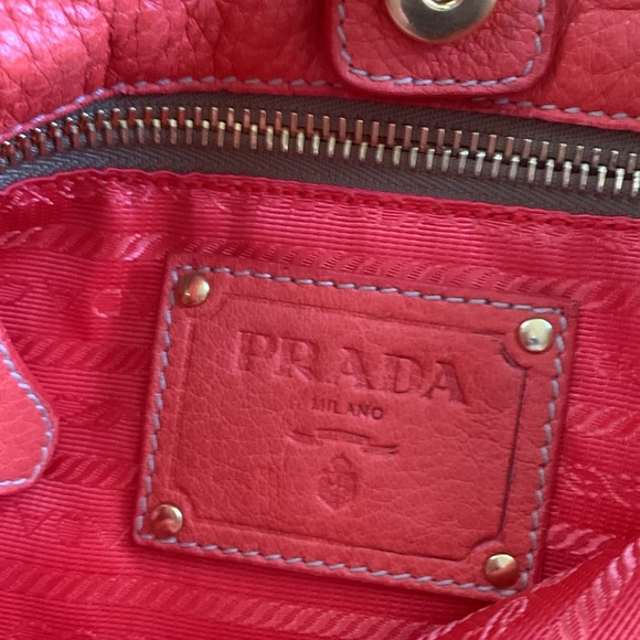 PRADA Cervo Pleat Bag Hobo Orange Deerskin Women’s Crossbody Designer Purse - Picture 14 of 16